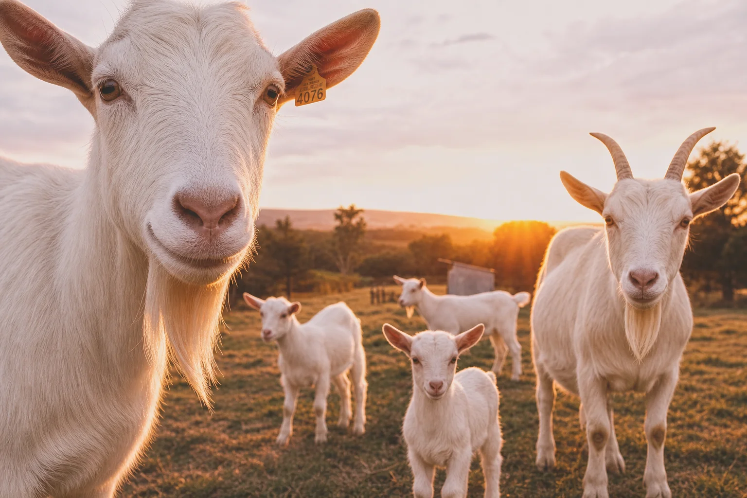 Sustainable goat farm natural environment